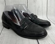 Etienne Aigner Women's 6.5 CARVER Black Leather Buckle Strap Dress Loafer Shoes