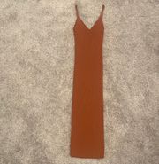 Orange Knit Midi Dress