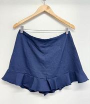 AQUA Shorts Womens Size Large Navy Blue High Waist Ruffled NEW