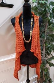 Rue 21 Womens Orange 100% Acrylic Sleeveless Open Front Cardigan Sweater Medium