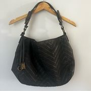 Black‎ Rivet Purse Large Charcoal Gray Woven Design