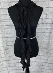 White House Black Market ruffle shimmer scarf black one size