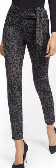 New York & Company Gray Leopard Slim Leg Pants NEW w TAGS Size Small Ponte Knit