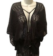 Time And Tru Black Crochet Swimsuit Cover Up Sz XL 16W/18W Plus Size Tassels