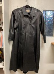 Vintage Giovinezza Moda by Rocco Leather Trench Black Coat Size Small