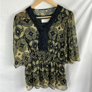 Badgley Mischka American Glamour Beaded Blouse Size Small