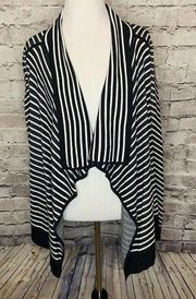 Foxcroft Black White Striped‎ Long Sleeve Draped