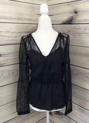 Black Lace Wrap Top