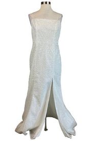 Women's Formal Dress Size 10 White Sequined Long Evening Gown