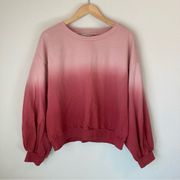 Ombré Tie Dye Puff Balloon Sleeve Pullover Sweatshirt