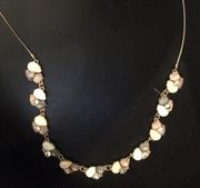 Long multi faceted stones necklace Opal, Peach,