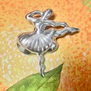 Sterling Silver Vintage Large 925  Mexico Ballerina Dancer Pin Brooch Pendant