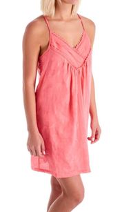 coral strawberry pink lace sleepwear nightgown chemise Slip Dress