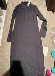 NWT Aerie Dark Grey Button Down Fitted Dress