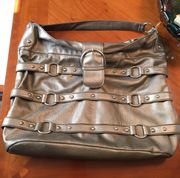 Gray Leather Handbag