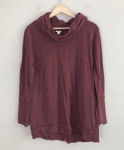 Merona Pullover Women LARGE Maroon Cowl Neck Long Sleeve Sweatshirt