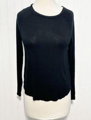 American Eagle  Soft And Sexy Slub T-Shirt Round Neck Long Sleeve Top Black XS