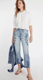 ANTHROPOLOGIE PILCRO EMBROIDERED ULTRA HIGH RISE SLIM STRAIGHT DENIM JEANS