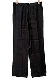 LAFAYETTE 148 NEW YORK BLACK LINEN TROUSERS WOMENS SIZE 2 WIDE LEG DRESS PANTS