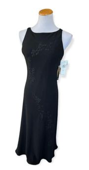 NWT Womens  Floral Embossed Beaded Sleeveless Evening Dress Sz 4
