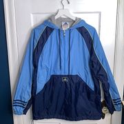 Adidas Vintage Unisex 1/2 Zip Pullover Jacket W Hood Windbreaker Sz Large