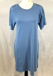 blue cross sleeve knit dress size medium