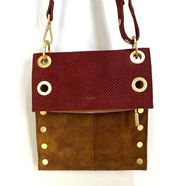 Hammitt Montana Crossbody Medium Leather Purse Red Snake Emboss & Tan Handbag