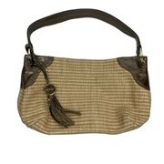 furla tan Brown woven Shoulder Bag purse