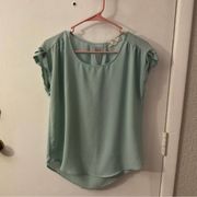 Women’s Mint Green Gathered Cap Sleeve Blouse Size M