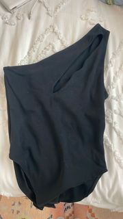 One Shoulder Black Bodysuit