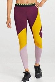 Hoka One Burgundy Gold Humana Tight Leggings XS New