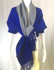 Cobalt and Gray Cashmere Feel Reversible Wrap