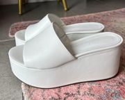 White Leather Platform Sandals
