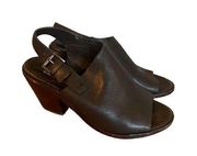 Eileen Fisher black block heel peep toe sandals size 6