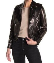 ALL SAINTS Rigby Payton 100% Lambskin Leather Crop Moto Jacket Size 00 NWT