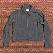 VINTAGE RUSS LIZ CLAIBORNE BLACK & WHITE GRID PRINT CHECKERED CASUAL JACKET