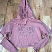 Luquillio Beach Puerto Rico Pink Hoodie Cutout Sleeves Size Small