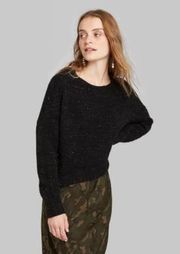 Women's Crewneck Tinsel Sweater (Black