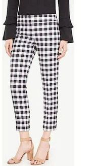 Ann Taylor Kate Fit Gingham Ankle Pull-On Pants in Black/White Size 4