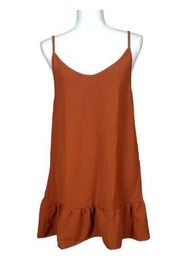 Hurley Mini Dress Size Medium Swim Cover Up Brown Ruffles Pool Vacation New