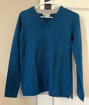 Orvis Teal‎ Merino Wool V Neck Pullover Long Sleeve Sweater - Women's Size XS