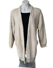 POL Open Front Popcorn Knit Cardigan, Beige