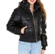 Ci sono women’s jacket leather puffer bomber hooded