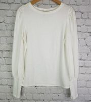 Francesas ALYA Puff Sweater Large Womens Pullover Straight Cuff Creamy White