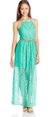 Crochet Green Lace Long Maxi Dress Size S