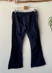 Y2K Paris Blues Jeans Womens 9 Blue Denim Low Rise Flare Bottom Retro Dark Wash