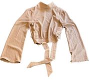 Revamped taupe crop top with tie back