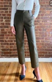 Babaton Aritzia Command Cropped Leather Green Pants 0