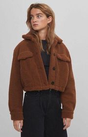 new with tags cropped teddy sherpa jacket