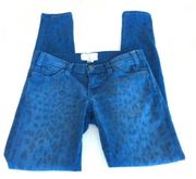 Current Elliott The Ankle‎ Skinny Jeans Sapphire Blue Leopard Womens Size 24